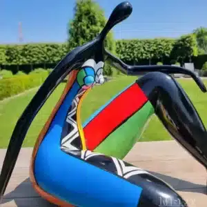 Fiberglass abstract painted human figure sculpture