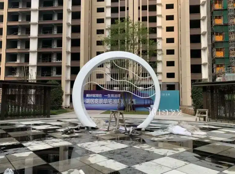 Stainless Steel Illuminated Ring Sculpture
