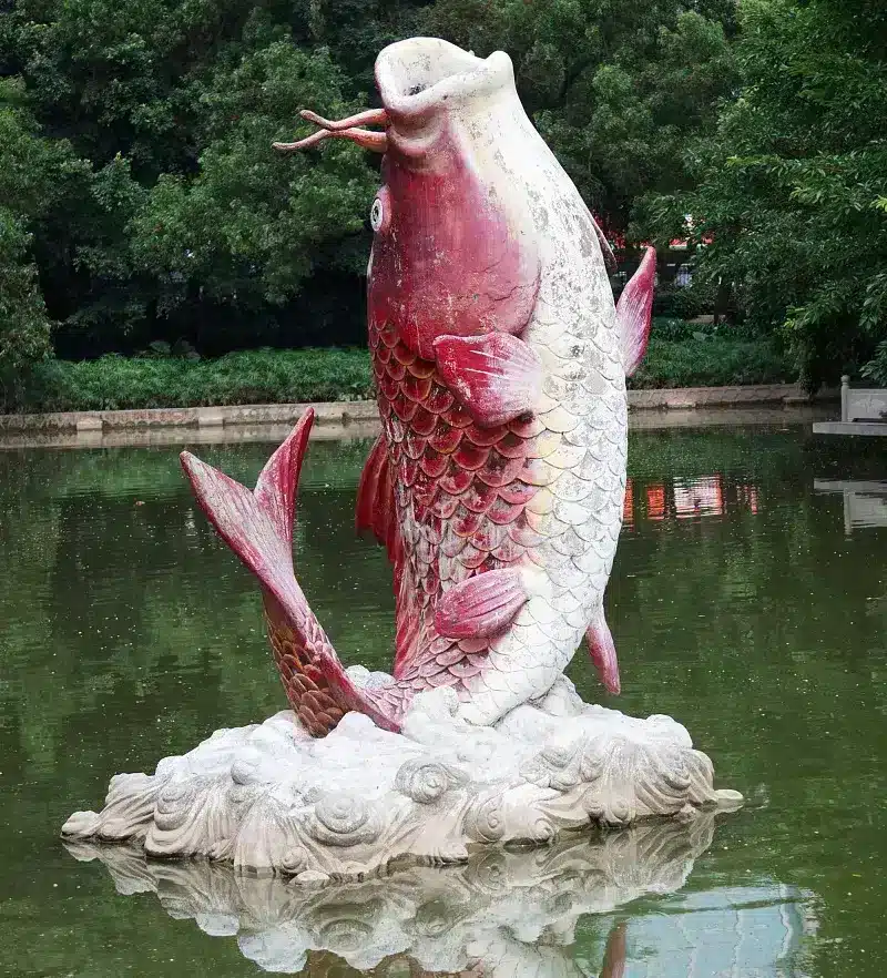 Floating pond fish sculpture