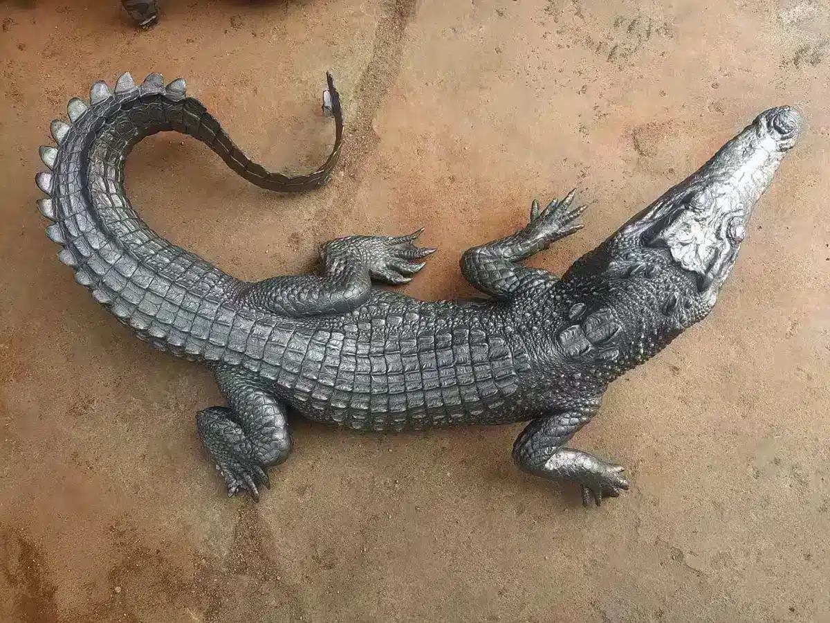 Crocodile sculpture made of resin material