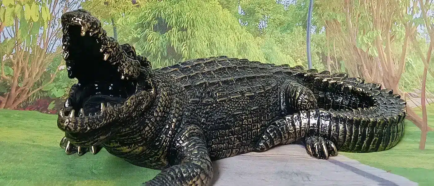 Fiberglass crocodile sculpture