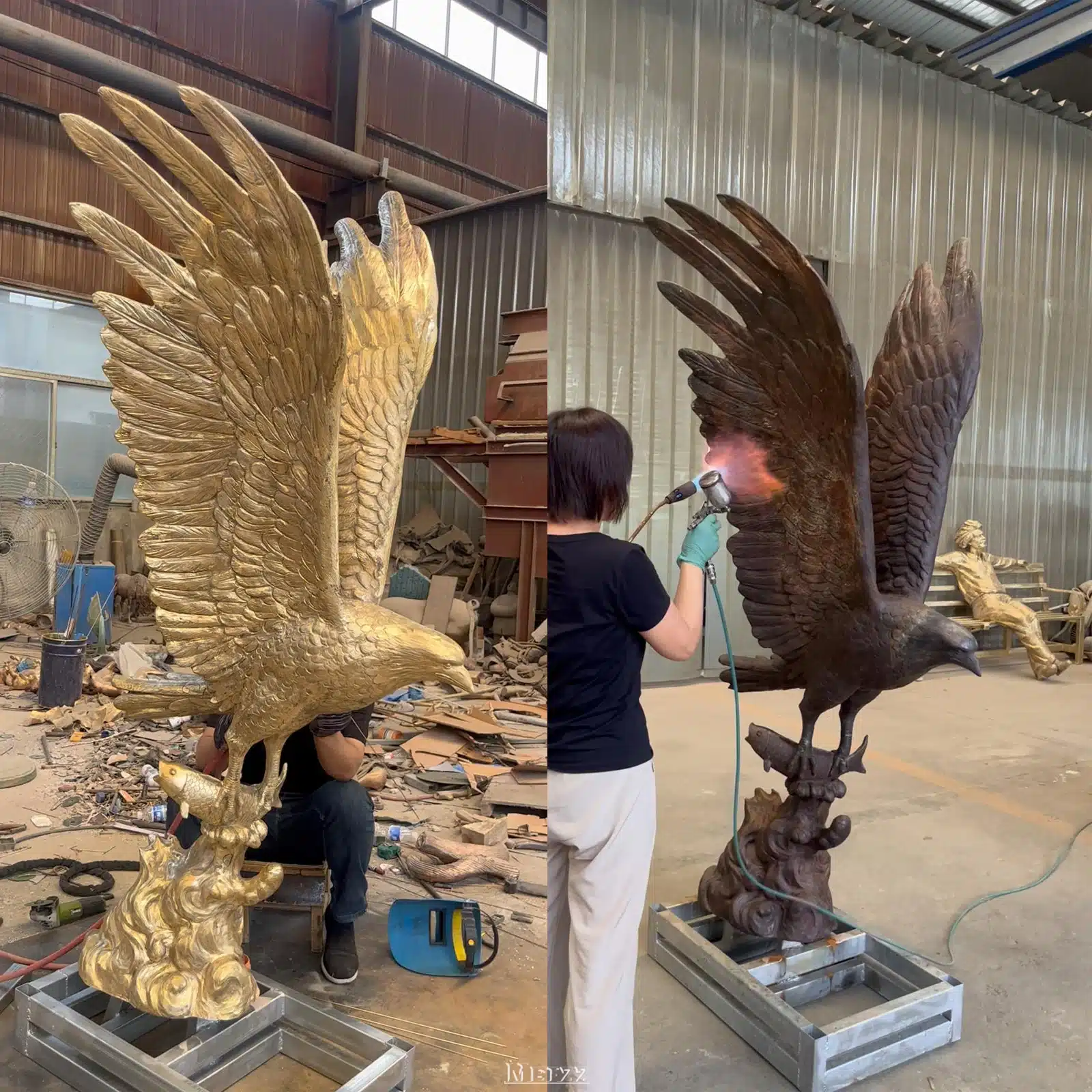 Bronze Eagle Sculpture Welding and Painting