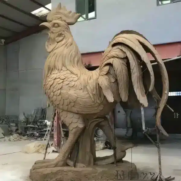 Clay sculpture of a rooster