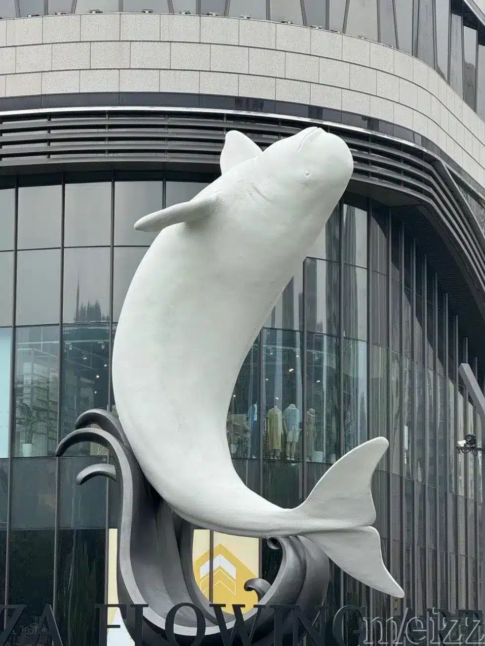 Entrance dolphin sculpture