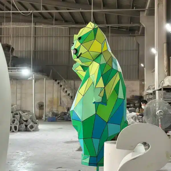 Stainless Steel Geometric Bear Sculpture