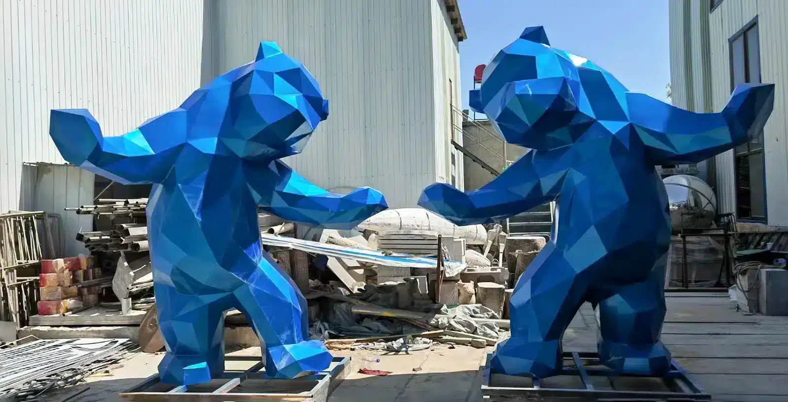 Stainless steel bear sculpture