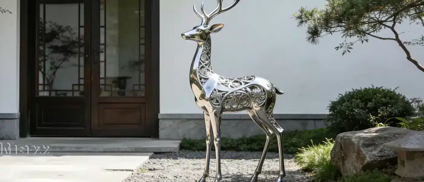Stainless steel deer sculpture