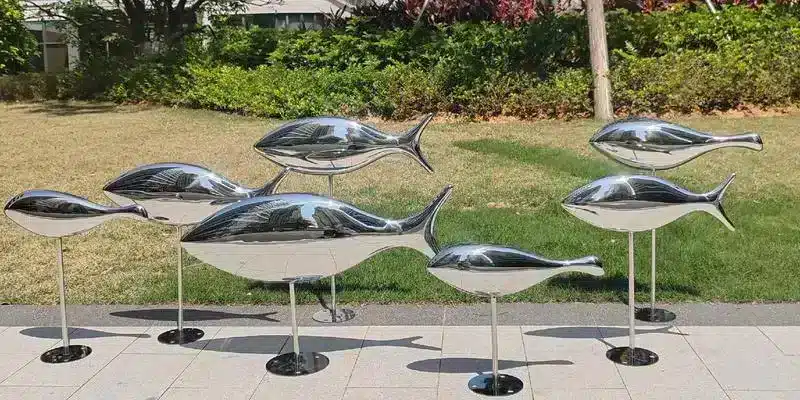 Stainless steel fish sculpture