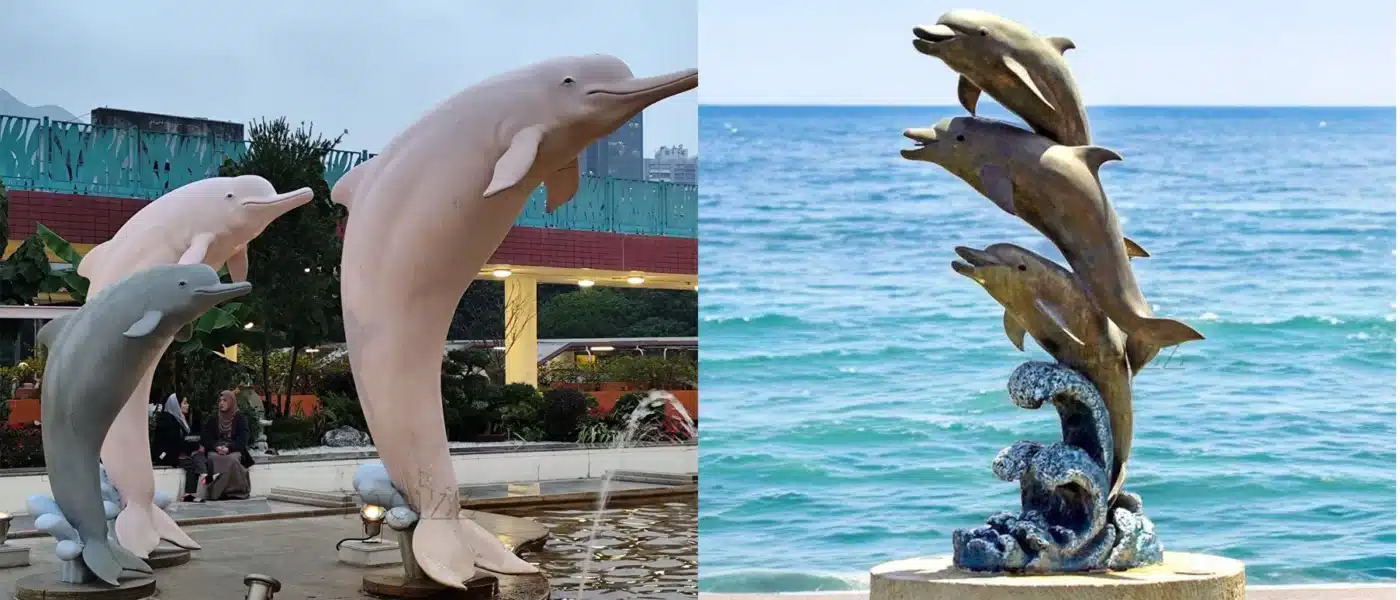 fiberglass vs bronze dolphin statues