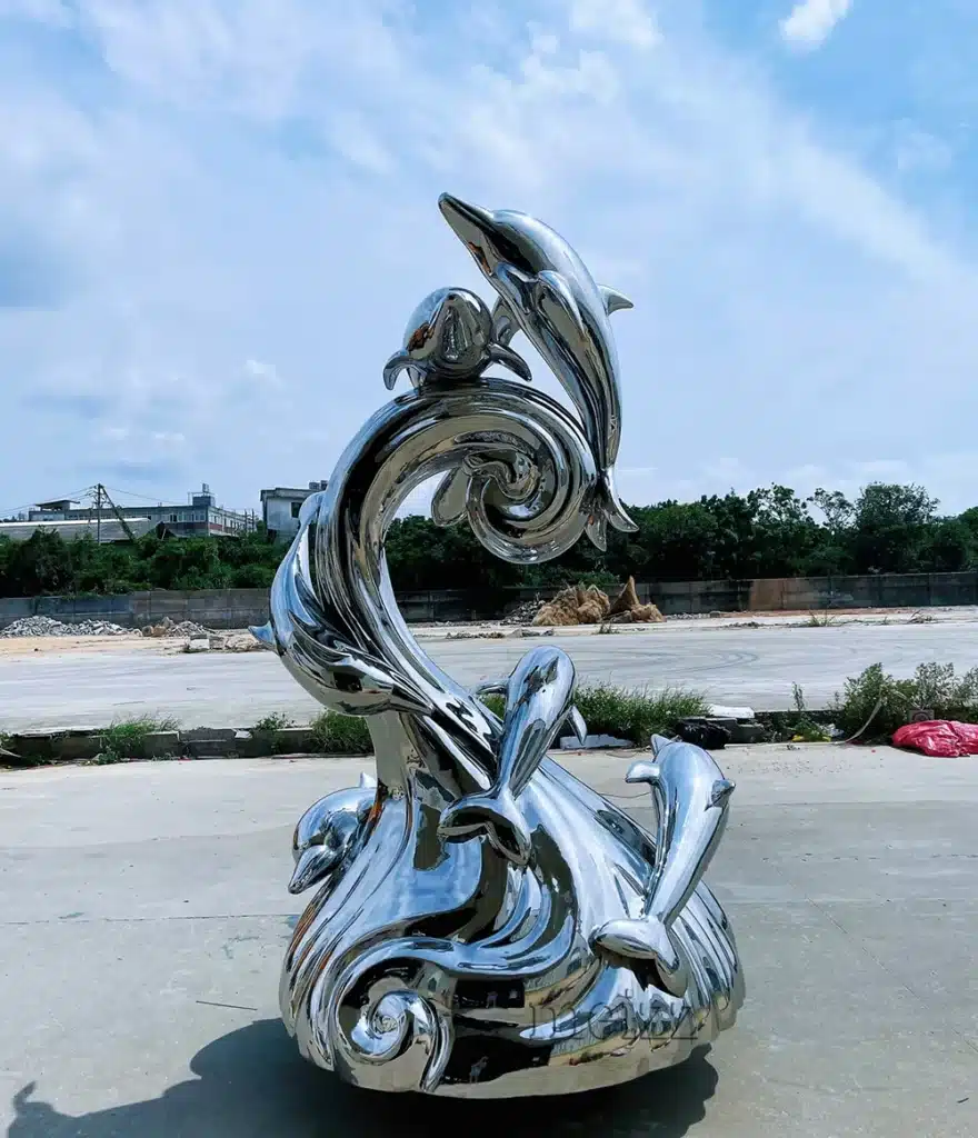large outdoor dolphin statues