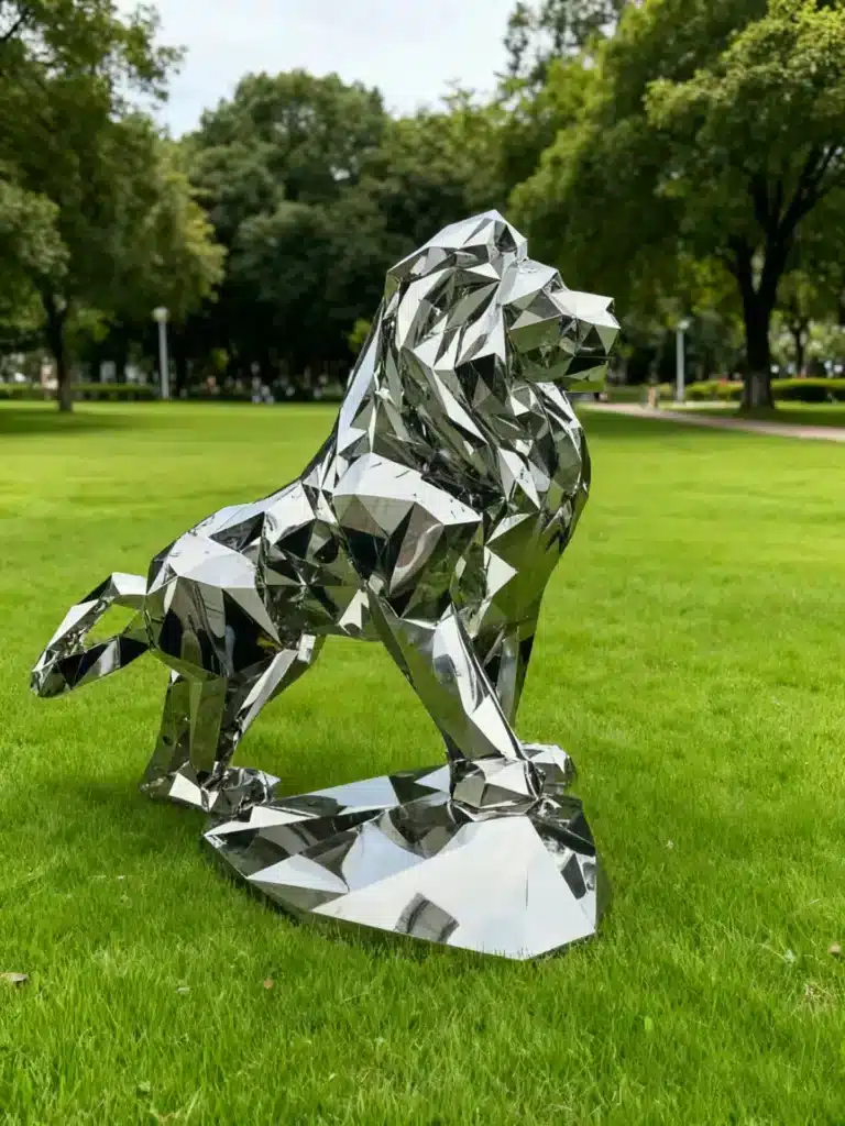 stainless steel lion statue for entrance