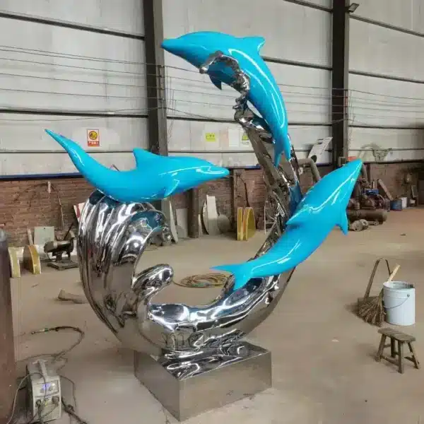 modern dolphin sculpture for outdoor