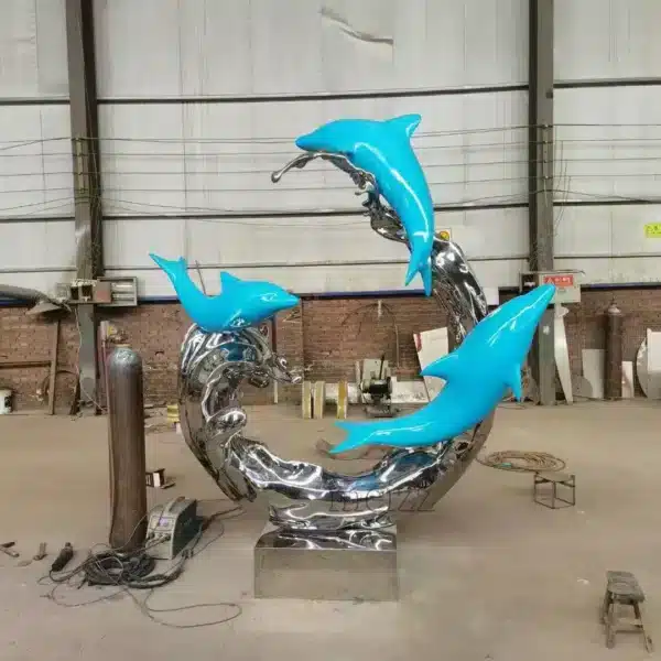 modern dolphin sculpture for outdoor