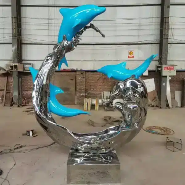 modern dolphin sculpture for outdoor