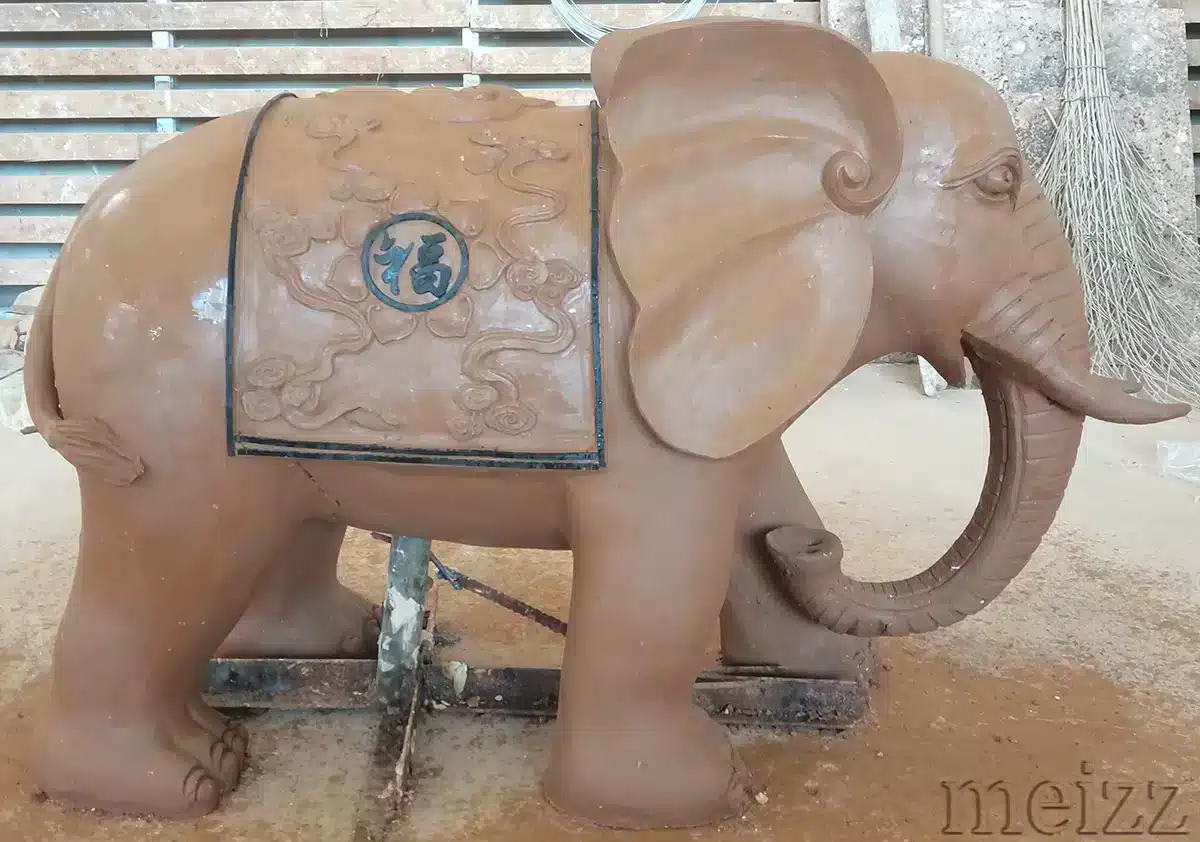 Clay Elephant Sculpture