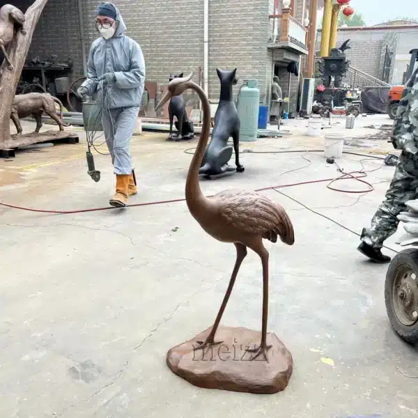 Bronze Crane Sculpture Pair for Garden