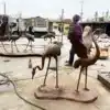 Elegant Bronze Crane Sculpture Pair for Garden & Outdoor Decoration