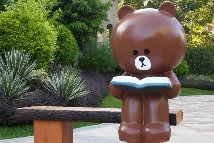 Fiberglass Reading Bear Sculpture
