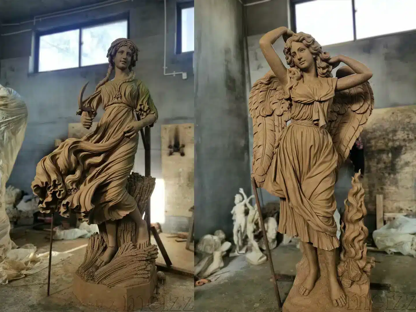 Four Seasons Angel Clay Sculptures