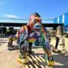 Modern Gorilla Sculpture – Colorful Fiberglass Graffiti Gorilla Statue for Outdoor Art Decor