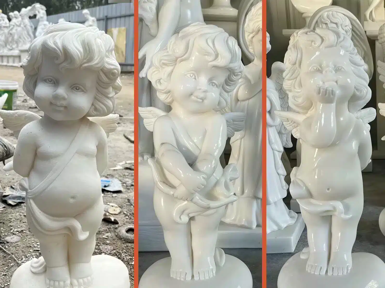 Multi-Style Marble Cupid Garden Statues