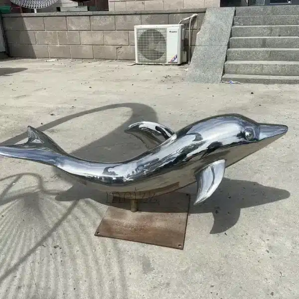 Large Stainless Steel Dolphin Statue