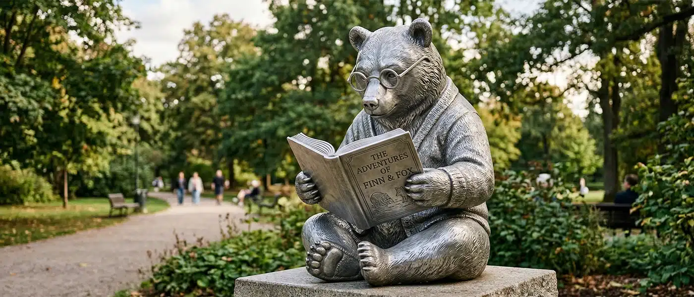reading bear garden statue