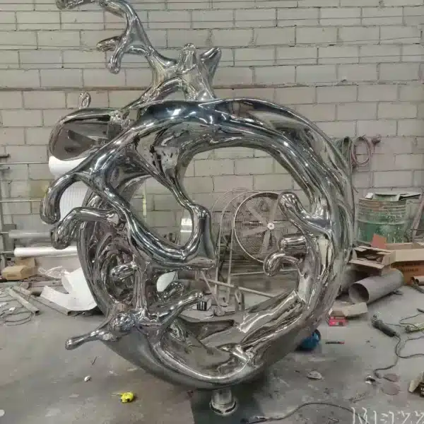 Abstract Metal Wave Sculpture