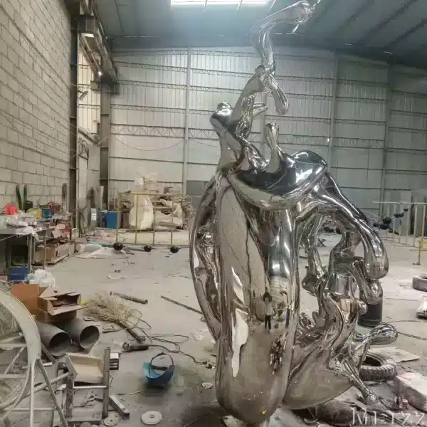 Abstract Metal Wave Sculpture