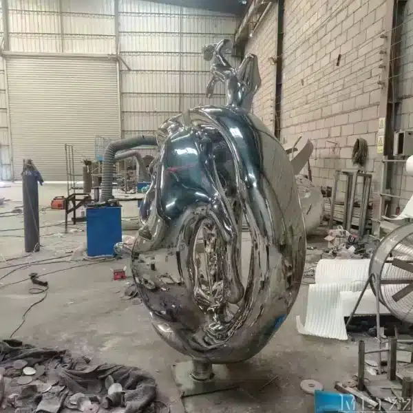 Abstract Metal Wave Sculpture