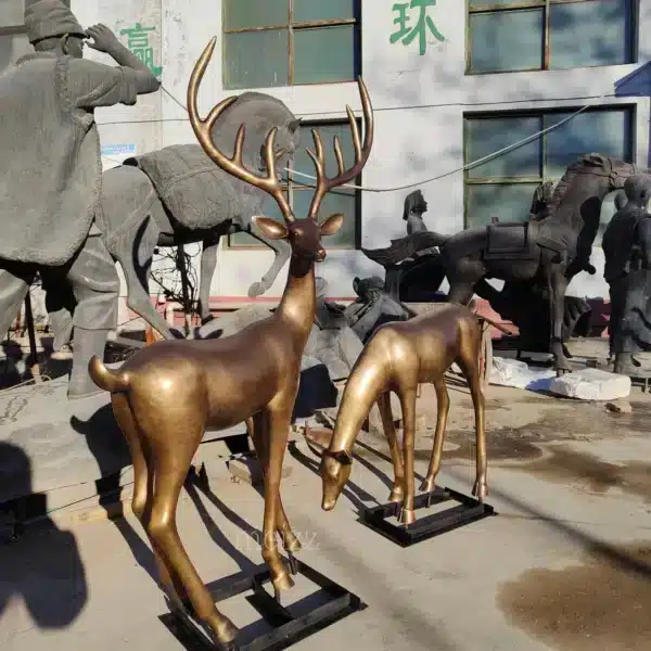 Bronze Deer Statue Set Outdoor