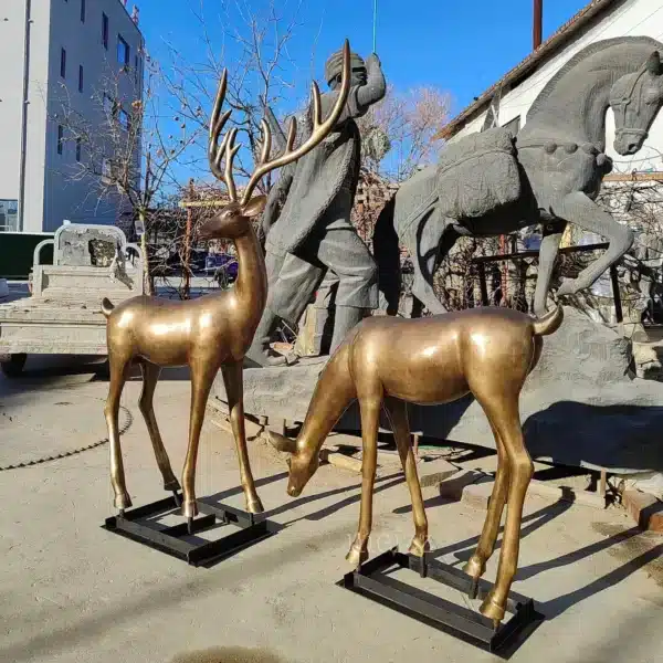Bronze Deer Statue Set Outdoor