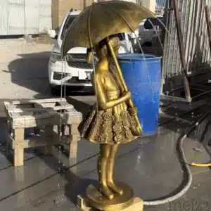 Bronze Fountain Sculpture Girl with an Umbrella