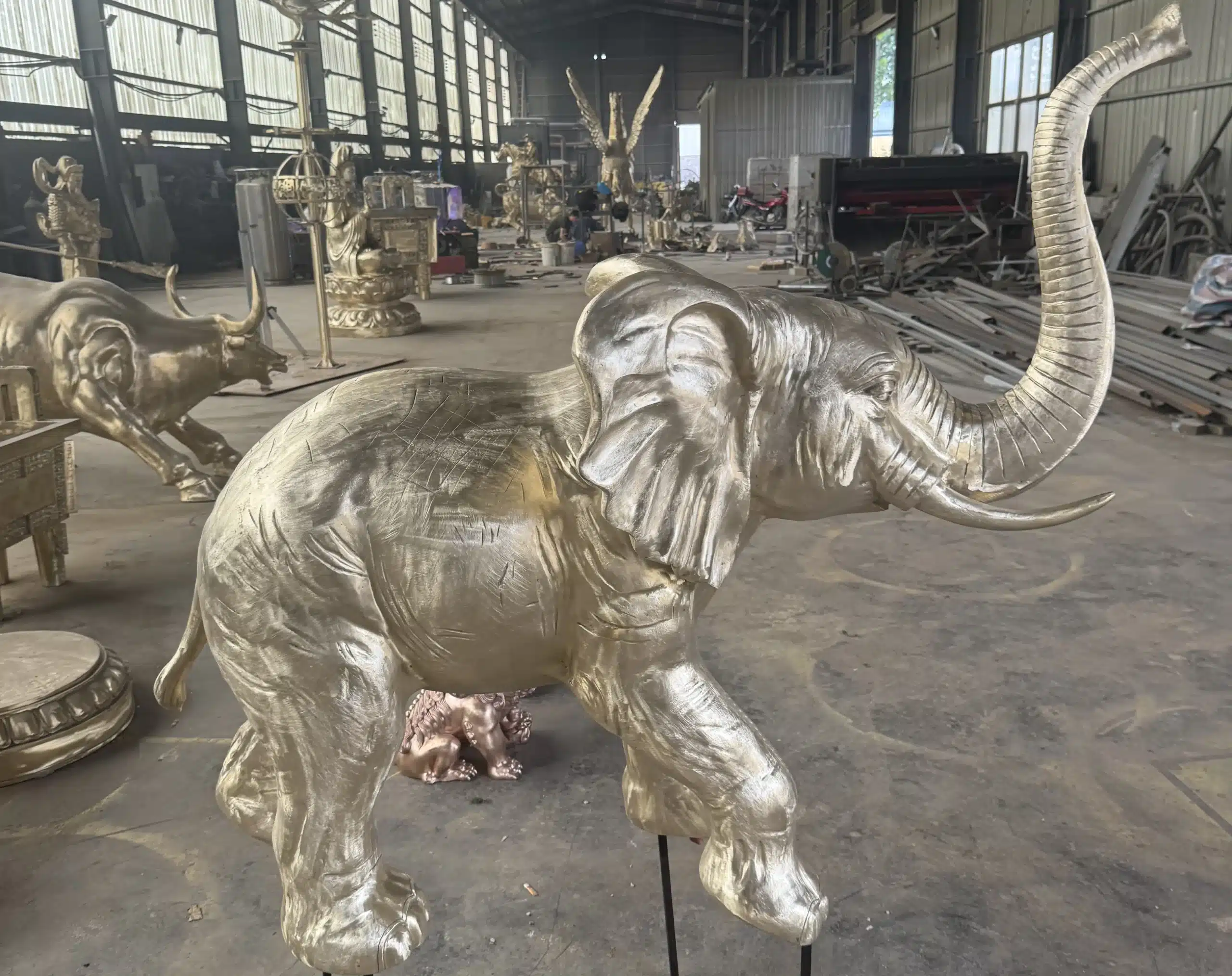 Life Size Outdoor Cast Copper Elephant Garden Sculpture