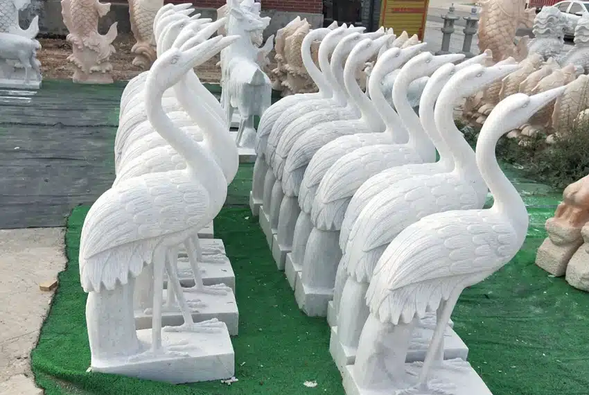 Marble Crane Sculpture
