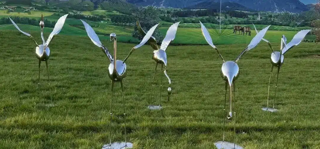 Stainless Steel Crane Sculpture