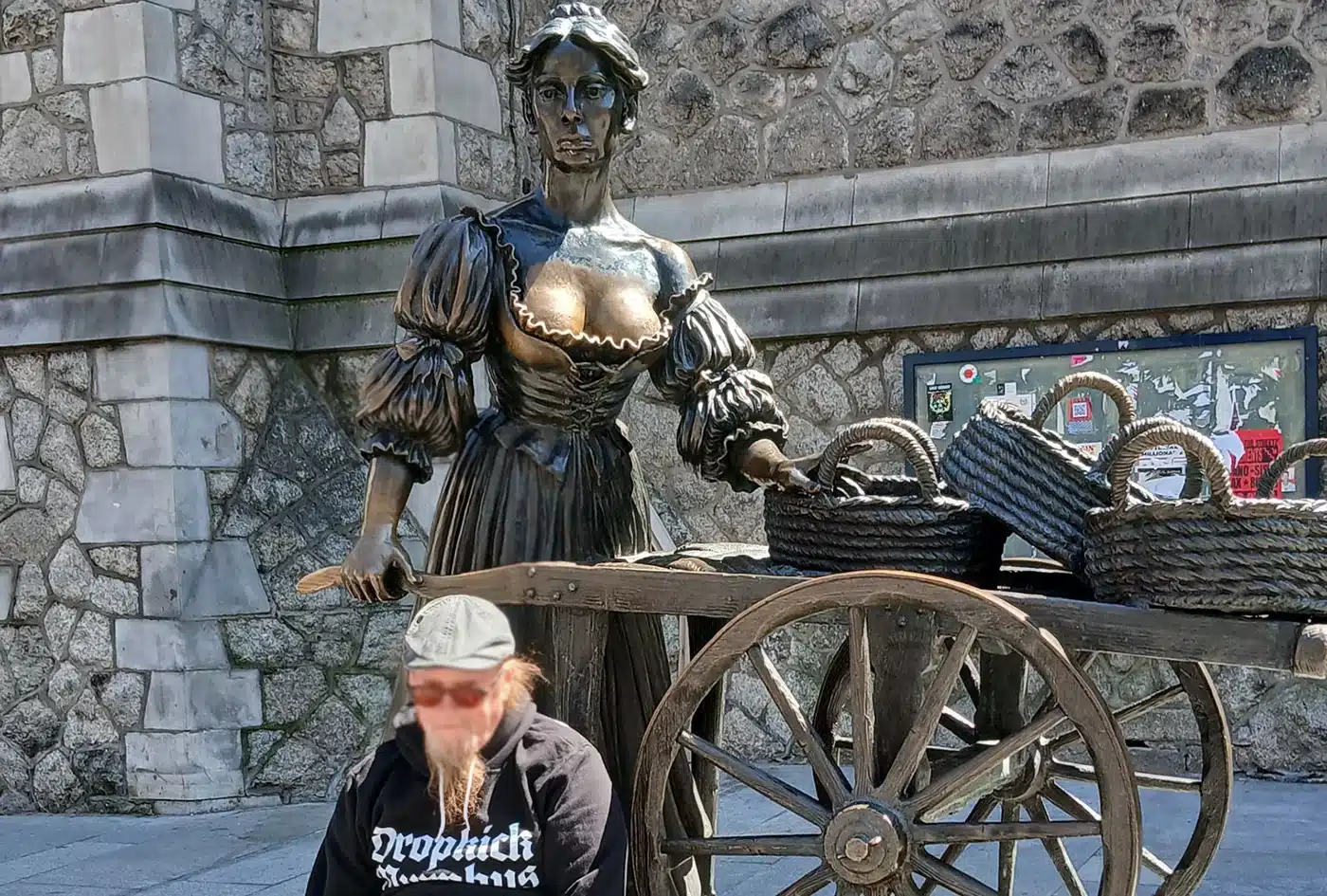 Taking a photo of the Molly Malone statue
