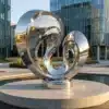Abstract Art Sculptures for Sale – Large Stainless Steel Mirror Abstract Sculpture