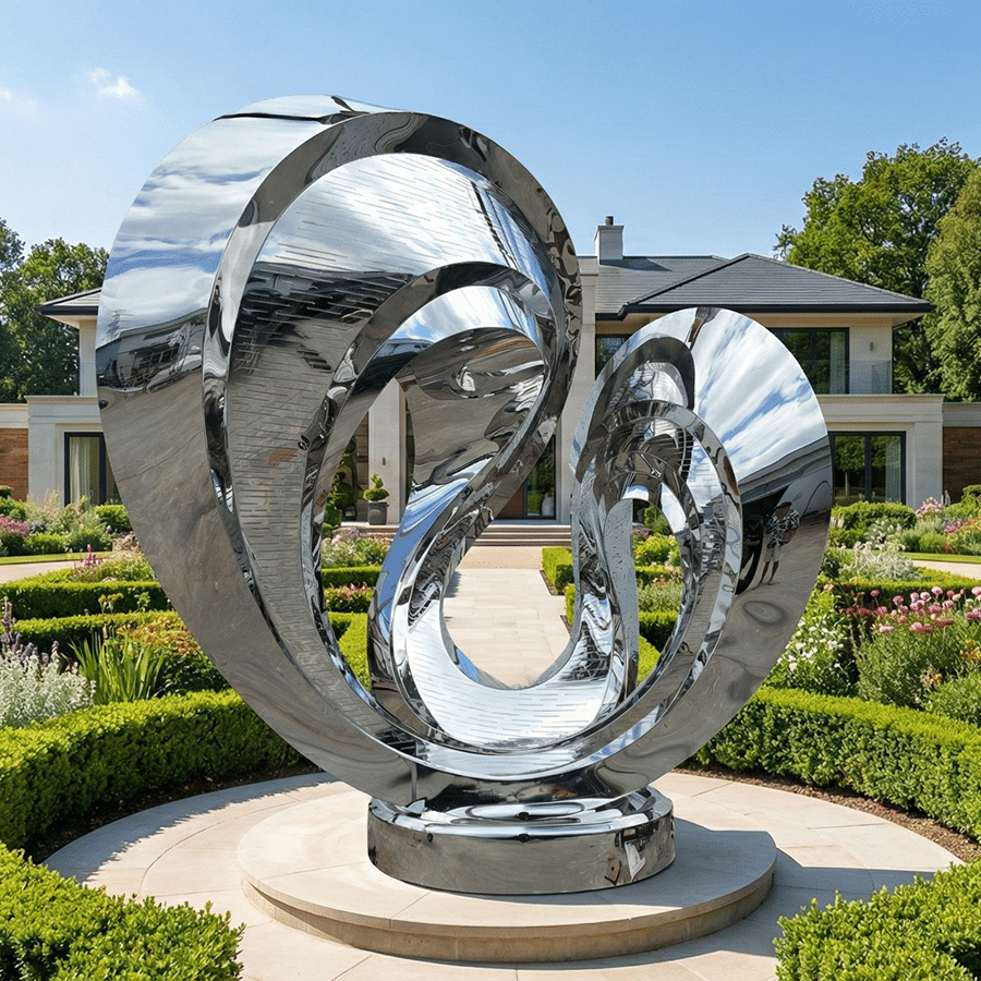 Outdoor stainless steel abstract sculptures
