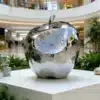 Bitten Apple Sculpture – Mirror Polished Stainless Steel Modern Art