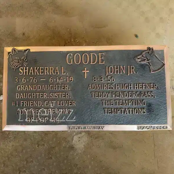 Custom Bronze Headstone Plaque