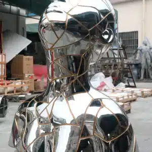 Mirror-Polished Stainless Steel Female Statue