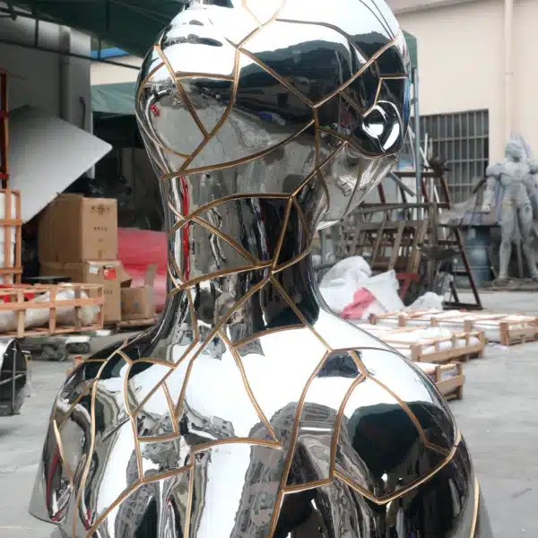 Mirror-Polished Stainless Steel Female Statue