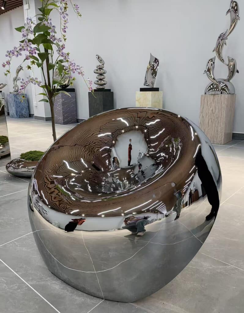 Outdoor stainless steel abstract sculptures