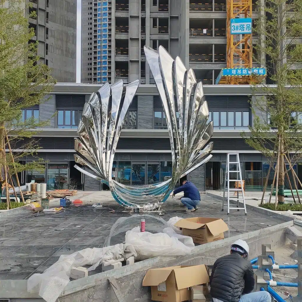 Outdoor stainless steel abstract sculptures
