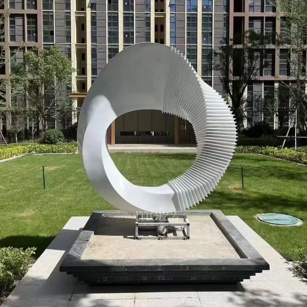 Outdoor stainless steel abstract sculptures