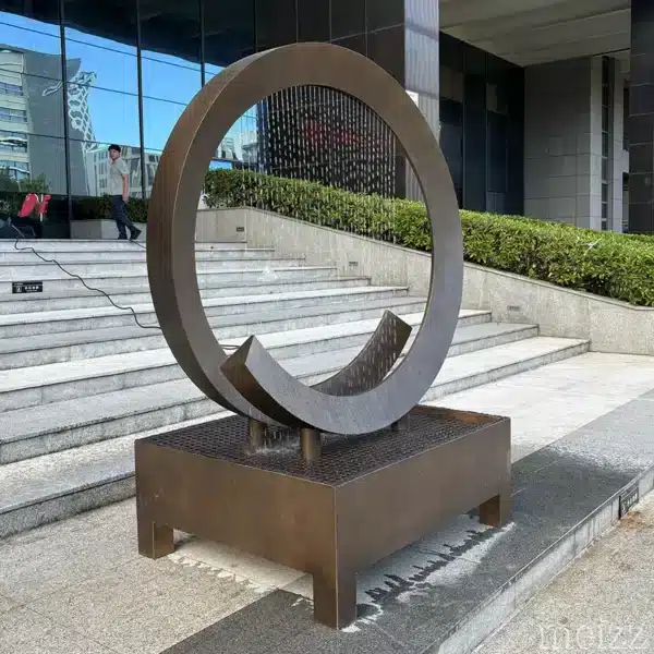 Stainless Steel Ring Fountain Sculpture