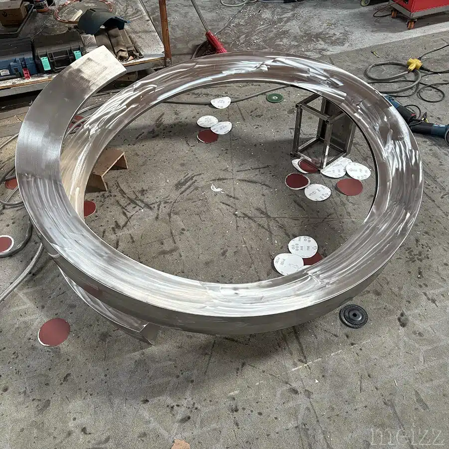 Stainless Steel Ring Fountain Sculpture