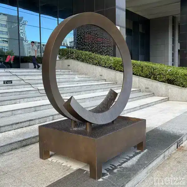 Stainless Steel Ring Fountain Sculpture