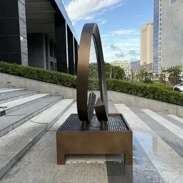 Stainless Steel Ring Fountain Sculpture
